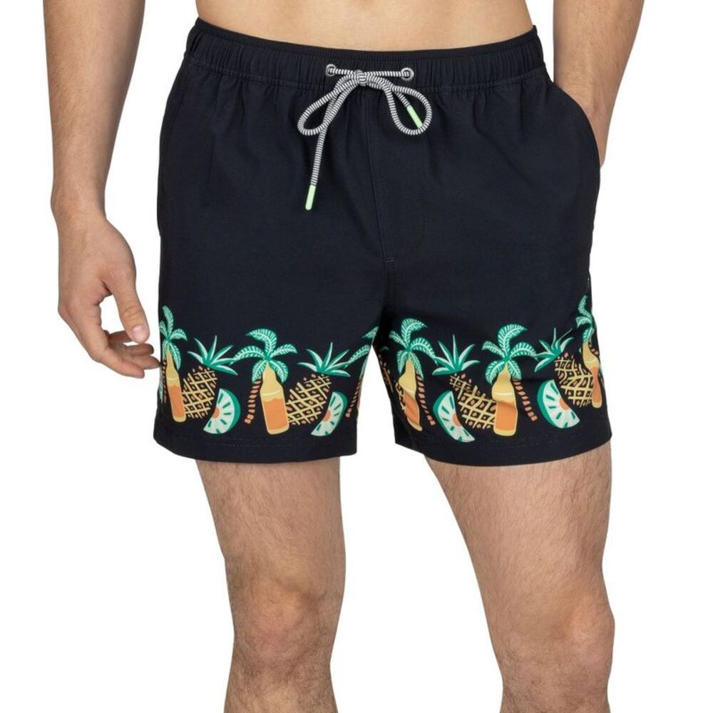 Party Pants Men's Tropic Like It's Hot Swim Shorts - Black XL